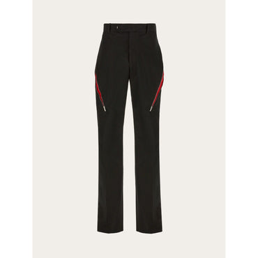 Tailored Trousers With Zip Detail - Men - Black/Red