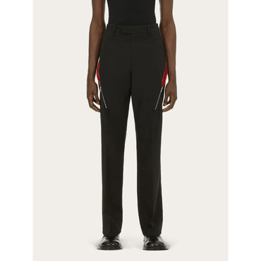 Tailored Trousers With Zip Detail - Men - Black/Red