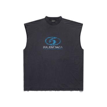 Sleeveless T-Shirt - Faded Black/Blue