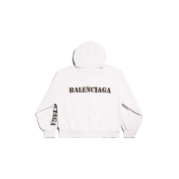 Regular Fit Zip-Up Hoodie - Off White/Black