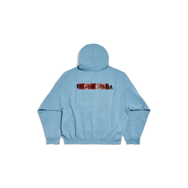 Medium Fit Hoodie - Grey Blue/Black/Red