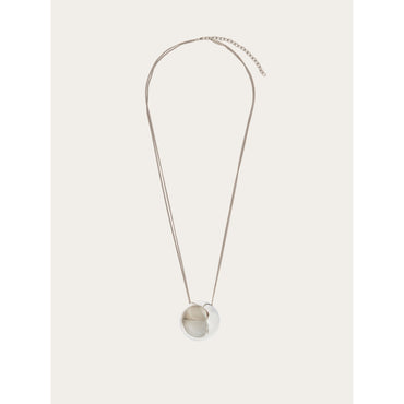 Necklace With Resin Pendant - 90% Aluminum 10% Brass - Palladium