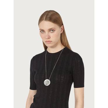 Necklace With Resin Pendant - 90% Aluminum 10% Brass - Palladium