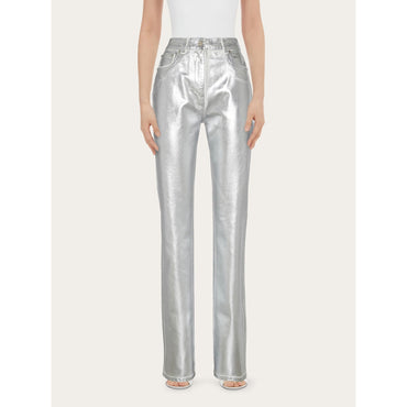 Laminated 5 Pocket Trouser - Ladies - White/Silver