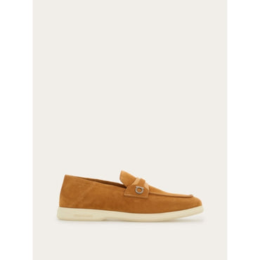 Deconstructed Loafer With Gancini Ornament - Men - Light Camel