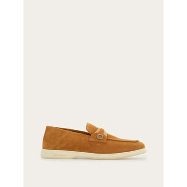 Deconstructed Loafer With Gancini Ornament - Men - Light Camel