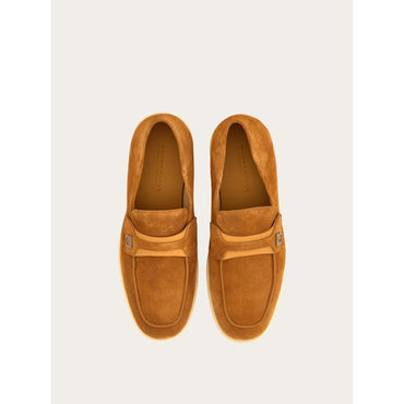 Deconstructed Loafer With Gancini Ornament - Men - Light Camel