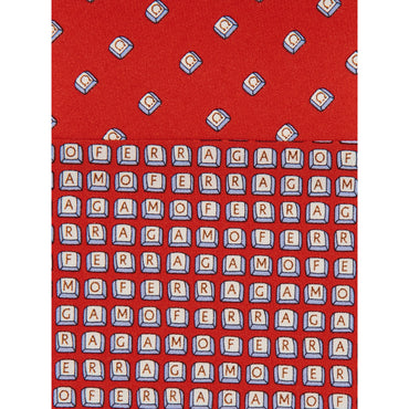 Key Print Silk Tie - 100% Silk - Red