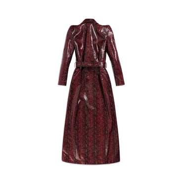 Round Shoulder Trench Coat - Burgundy