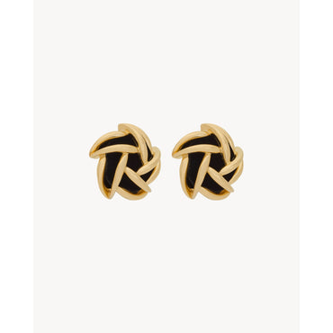 Vintage Spiral Earrings - Dore/ Noir