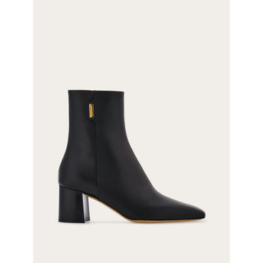 Ankle Boot With Golden Tab - Calfskin - Black