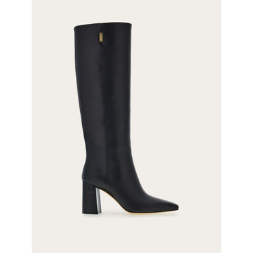 Knee High Boot With Golden Tab - Ladies - Black