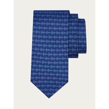 Sound Print Silk Tie - 100% Silk - Marine Blue
