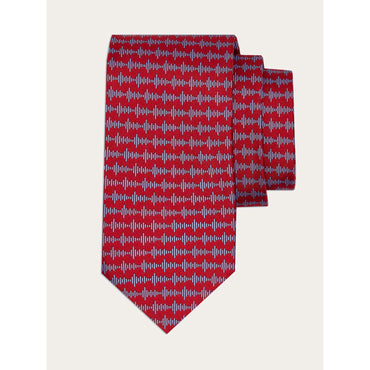 Sound Print Silk Tie - 100% Silk - Red