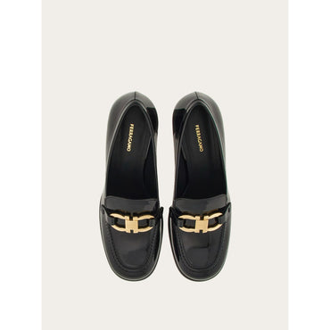 Heeled Loafer With Gancini Ornament - Ladies - Black