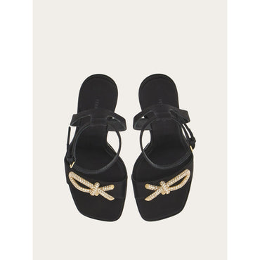 Platform Sandal With Asymmetric Bow - Ladies - Black