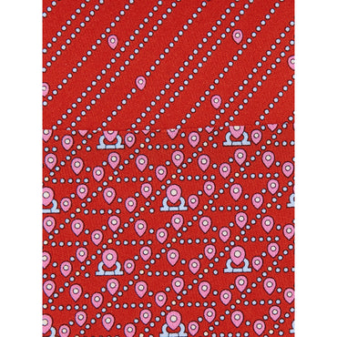 Tag Print Silk Tie - Men - Red