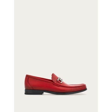 Loafer With Gancini Buckle - Men - Flame Red