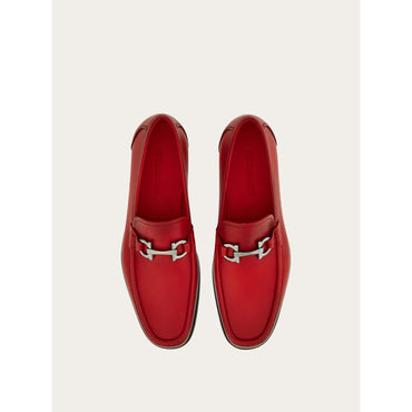 Loafer With Gancini Buckle - Men - Flame Red