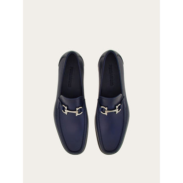 Loafer With Gancini Buckle - Men - Midnight Blue