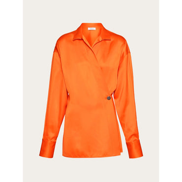 Asymmetric Cotton Shirt - Ladies - Mandarin