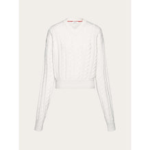 Cable Knit V-Neck Sweater - Ladies - Optic White
