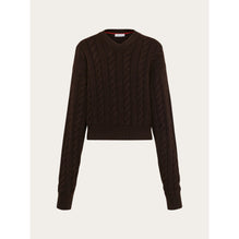 Cable Knit V-Neck Sweater - Ladies - Cocoa