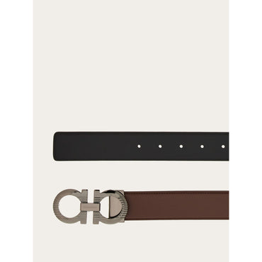 Reversible And Adjustable Gancini Belt - Men - Midnight Blue/Black