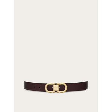Reversible And Adjustable Gancini Belt - Men - Black/Dark Barolo