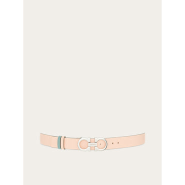 Reversible And Adjustable Gancini Belt - Calfskin - Nylund Pink/Lucky Charme