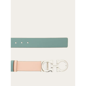 Reversible And Adjustable Gancini Belt - Calfskin - Nylund Pink/Lucky Charme