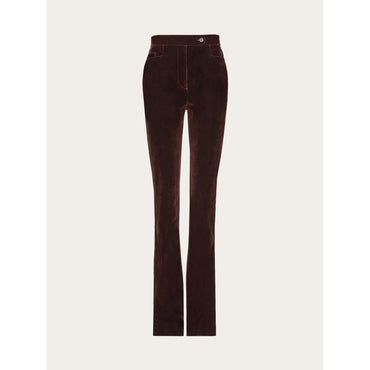 Flock Velvet Trouser - Ladies - Dark Espresso