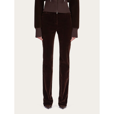 Flock Velvet Trouser - 82% Cotton, 16% Viscose, 2% Spandex - Dark Espresso