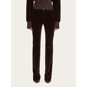 Flock Velvet Trouser - Ladies - Dark Espresso