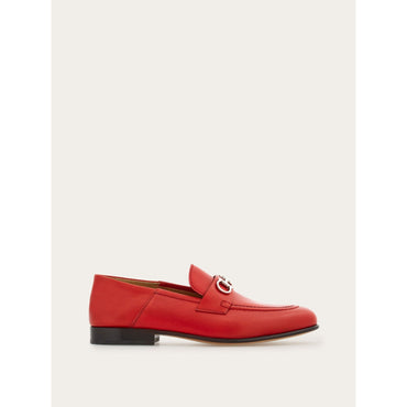 Loafer With Gancini Ornament - Ladies - Flame Red