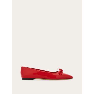 Ballet Flat With Asymmetric Bow - Ladies - Flame Red