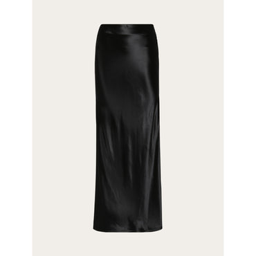 Longline Satin Skirt - 100% Viscose - Black