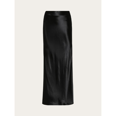 Longline Satin Skirt - Ladies - Black