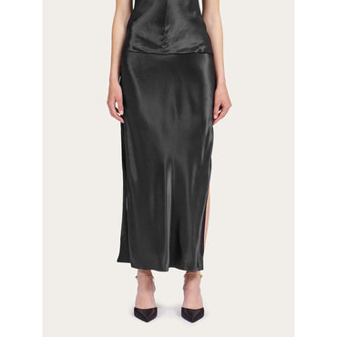 Longline Satin Skirt - Ladies - Black