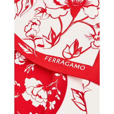 Dragon Print Silk Foulard - 100% Silk - Red/White