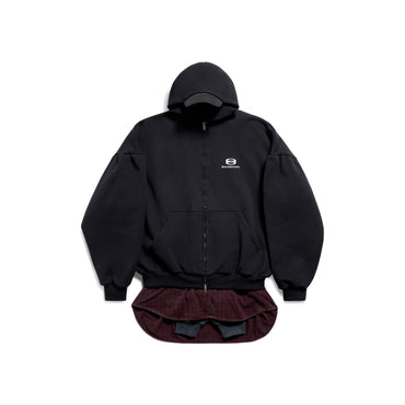 Layered Hoodie - Black/White