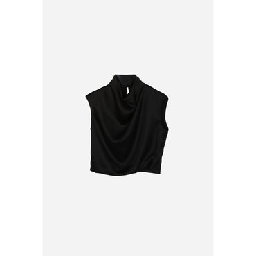 Top Satin Viscose Lisse - Noir