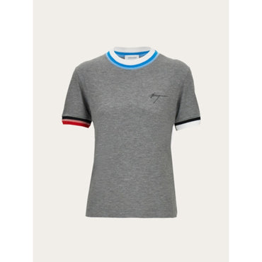 T-Shirt With Contrasting Trim - Ladies - Ash Grey