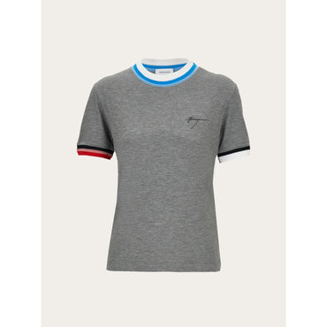 T-Shirt With Contrasting Trim - Ladies - Ash Grey