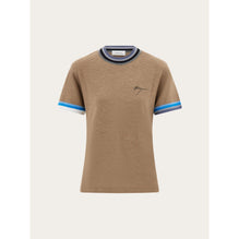 T-Shirt With Contrasting Trim - Ladies - Dark Sand