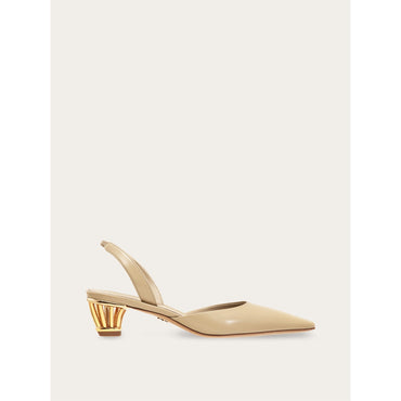 Cage Heel Slingback - Nappa - Stone