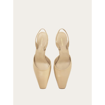 Cage Heel Slingback - Nappa - Stone