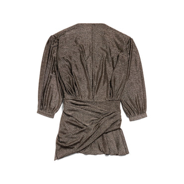 V Neck Mini Dress - Black/Gold
