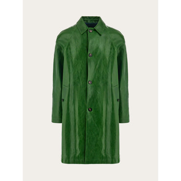 Single Breasted Nappa Coat - Men - Forest Green