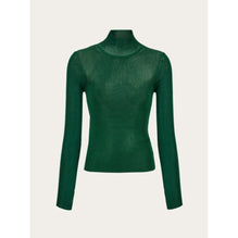 See Through High Neck Top - Ladies - Forest Green